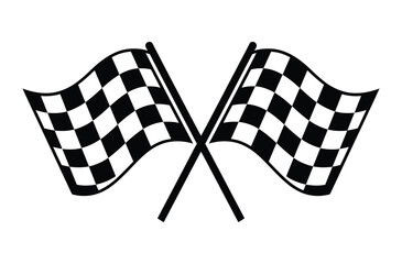 Fototapeta premium Crossed racing flags icon