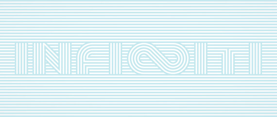 Obraz premium Infinity typography in multi line style that blends into the line background, flat design logo template, vector illustration