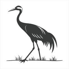 silhouette crane on white background