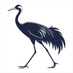 silhouette crane on white background