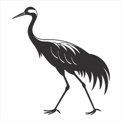 silhouette crane on white background