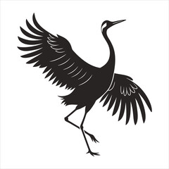silhouette crane on white background