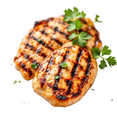 Close-up of grilled chicken breasts.