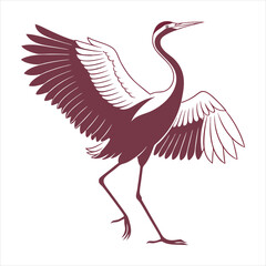 silhouette crane on white background