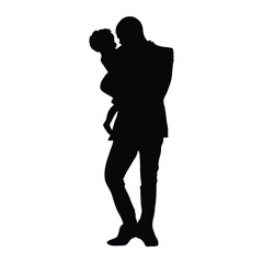 Father carrying or holding son silhouette icon vector illustration design on white background