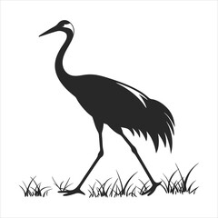 silhouette crane on white background