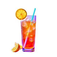 Vibrant iced tea drink with lemon slices and a colorful straw.