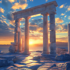 Fototapeta premium Majestic gateway filled with light and lone shadow high resolution picture