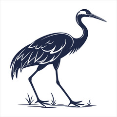 silhouette crane on white background