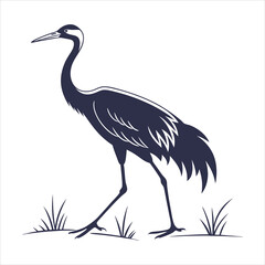 Obraz premium silhouette crane on white background