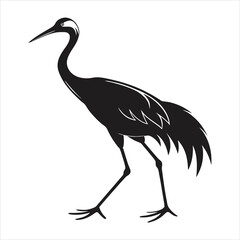 silhouette crane on white background