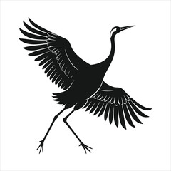silhouette crane on white background