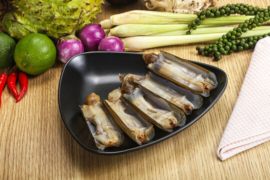 Raw fresh Razor clam mollusk