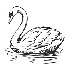 silhouette swan on white background