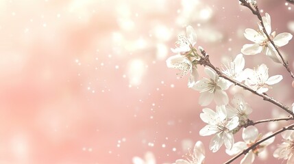 Cherry Blossom Branch with Soft Bokeh Background