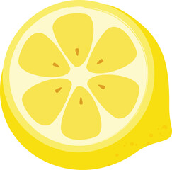 Lemon Slice – Colorfull Fruit Flat Vector Illustration - Healthy Vegan Lemonade