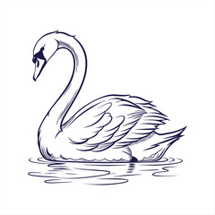 silhouette swan on white background