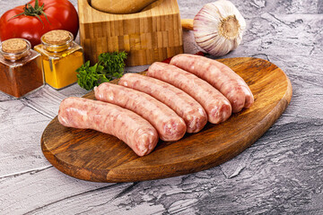 Raw meat sausages for grill