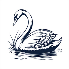 silhouette swan on white background