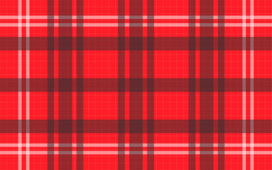 Red flannel asymmetric plaid fabric fluffy tartan seamless pattern cage horizontal vector texture background textile fabric print decorative ornamental