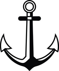Anchor Silhouette Line Art Vector Illustration On White Background
