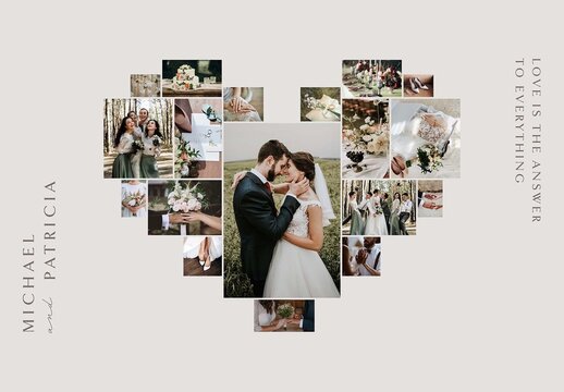Love Heart Photo Collage Template