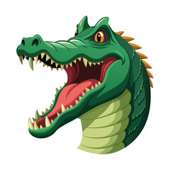Cartoon illustration of a green alligator with open mouth