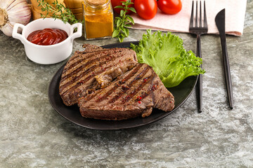 Delicus grilled beef steak with sauce