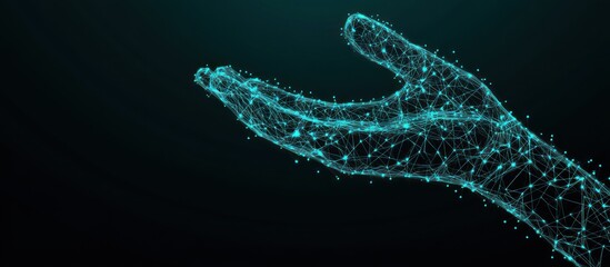 Abstract hand outstretched in dark background