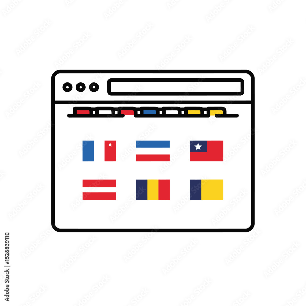 Poster website interface showing multiple country flags for language selection