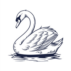 silhouette swan on white background