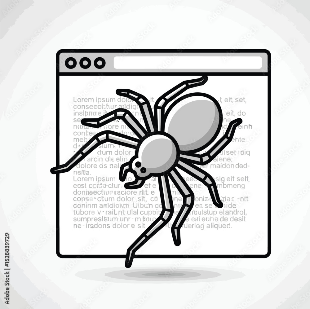 Poster spider crawling on a computer screen representing a website bug or malware