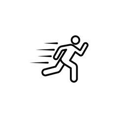 fast running man icon with black outline, rush icon vector illustration