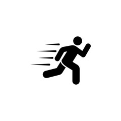 black fast running man icon, rush icon vector illustration
