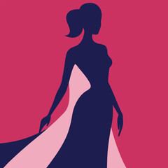 Woman walking on runway in yellow fashion show illustration