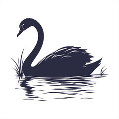 silhouette swan on white background