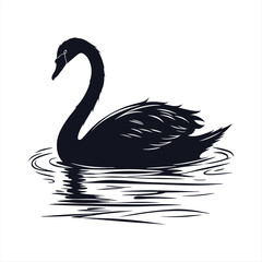 silhouette swan on white background