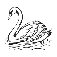 silhouette swan on white background