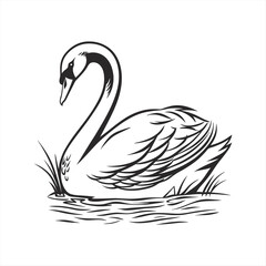 silhouette swan on white background
