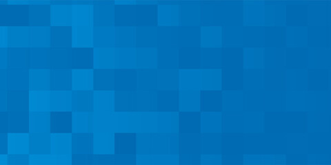Blue mosaic pixel background with copy space. Gradient abstract tile background. Rectangular check pattern.