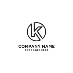 Modern and unique K initial circle logo design abstract