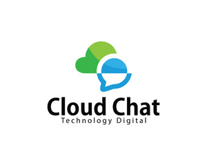 cloud chat logo creative design concept technology