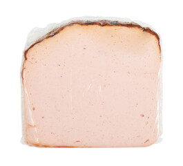 Smoked ham plate cut out isolated transparent background