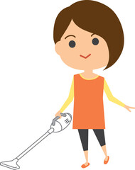 掃除機をかけている女性のイメージイラスト