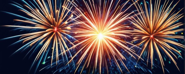 Fototapeta premium Vibrant Fireworks Display in Night Sky