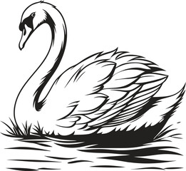 Fototapeta premium silhouette swan on white background