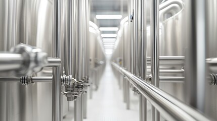 A food processing plant filled with stainless steel equipment and designed for hygienic standards, showing active packaging lines and adherence to HACCP for food safety in industrial kitchens