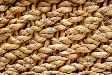 High contrast lighting showcases a beige woven rattan pattern with striking textural details