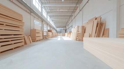 A woodworking factory with advanced CNC routers and active sawmills involved in timber processing and carpentry, showcasing furniture manufacturing and industrial woodworking with a strong emphasis
