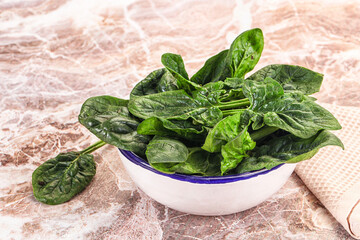 Fresh green spinach leaves heap